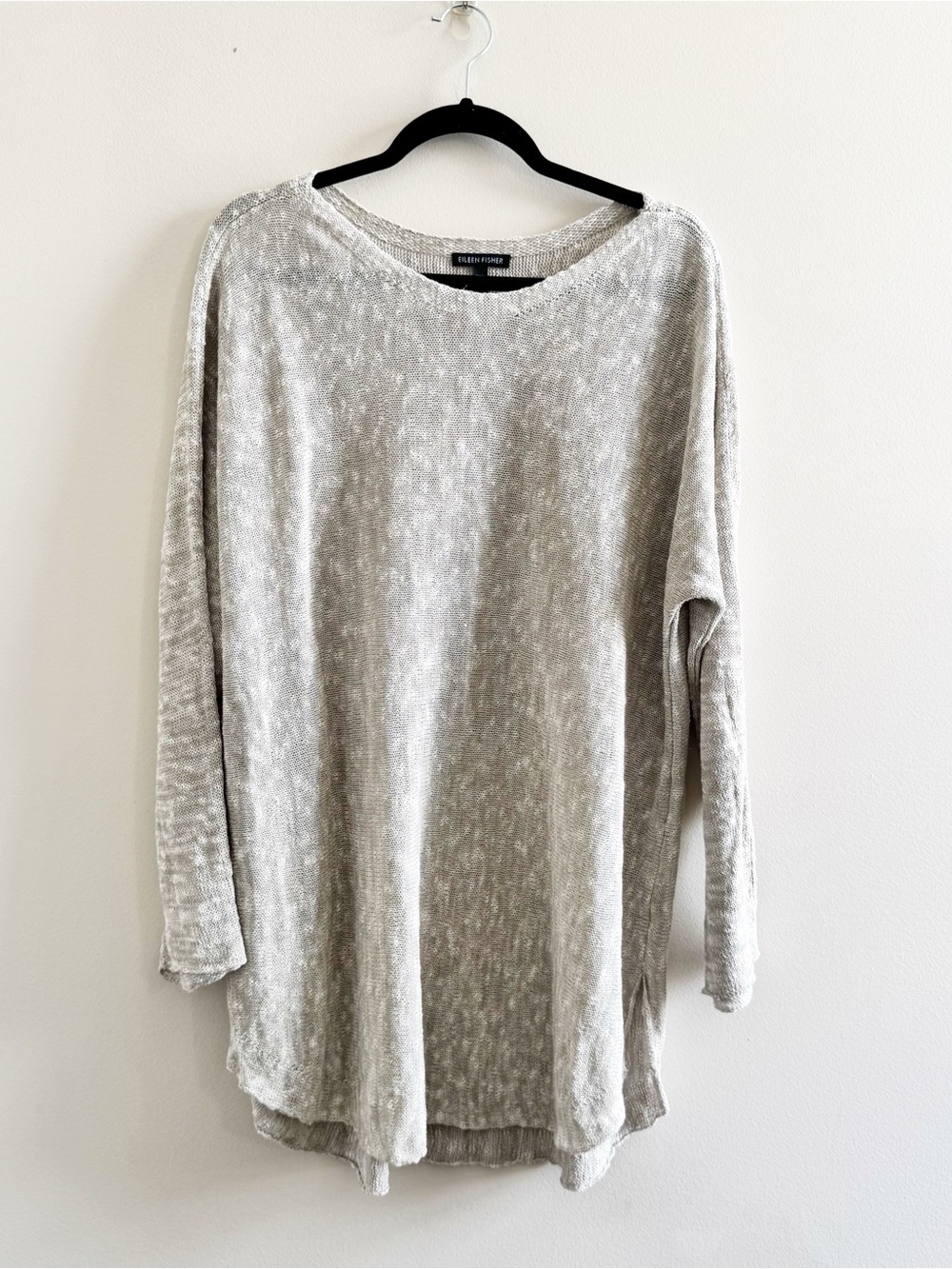 Eileen Fisher Loose Knit Lightweight Neutral Organic Sustainable Cotton & Linen